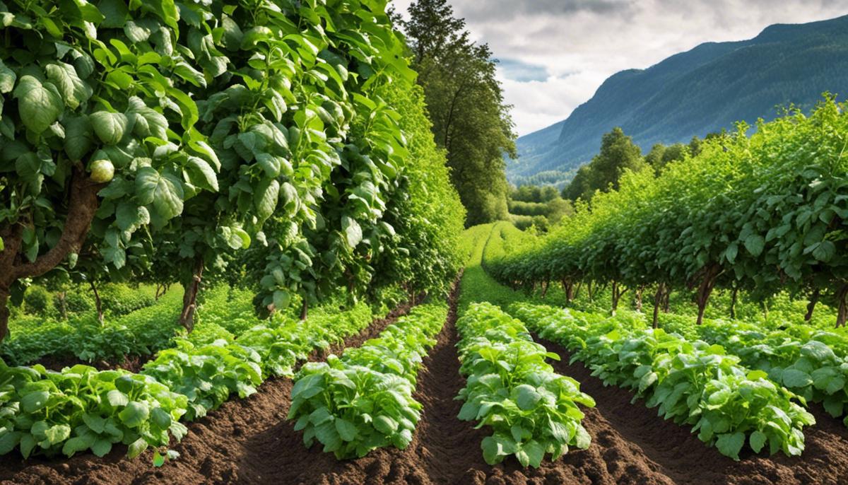 A field of healthy potato plants flourishing under the ideal temperature range for growth.