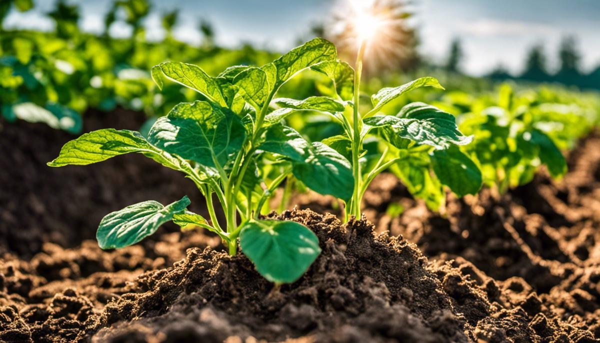 An image depicting potato plants under direct sunlight