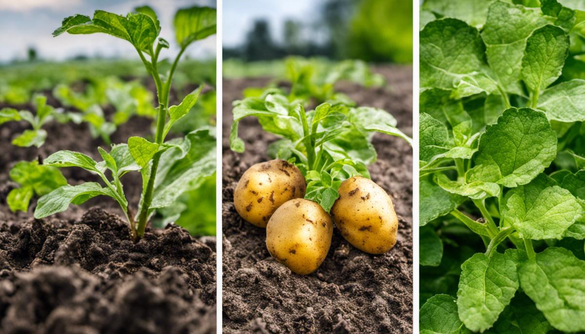 Image of different potato diseases on a plant