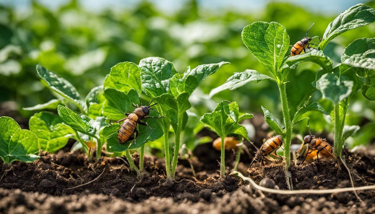 Image of various pests affecting potato plants