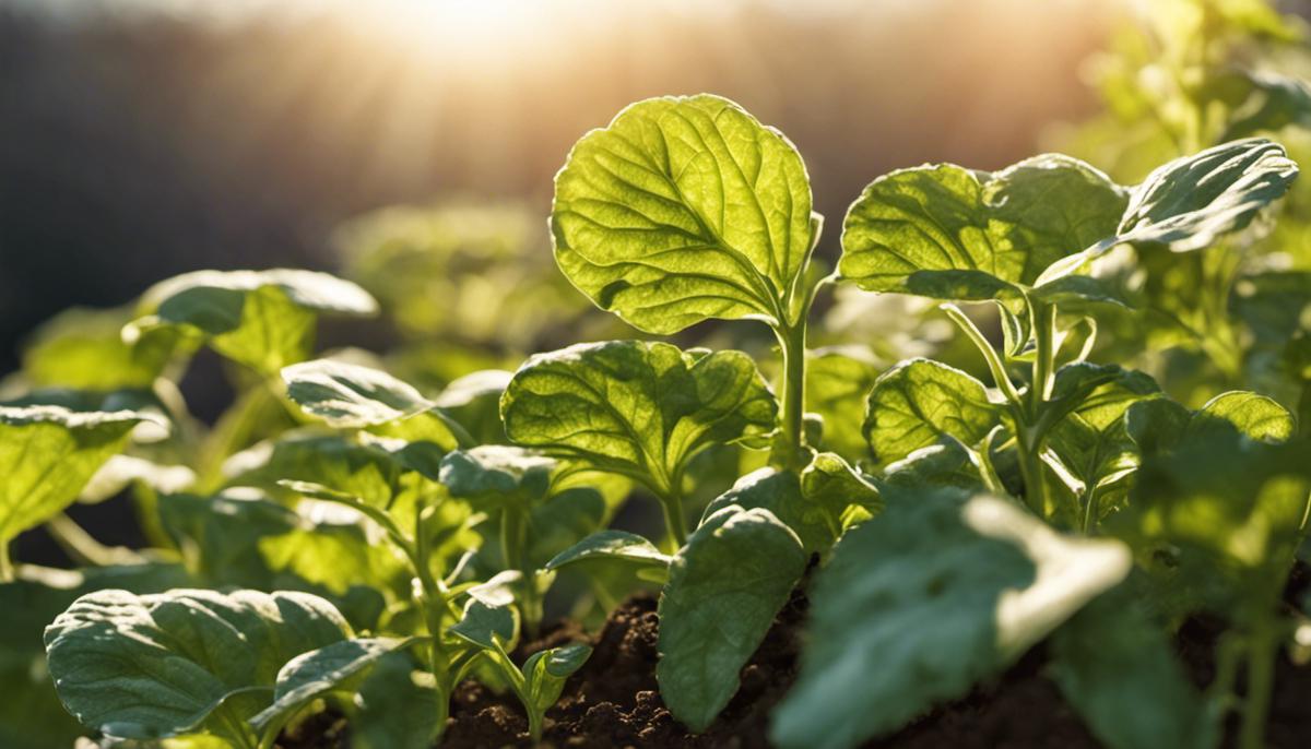 Illustration of a potato plant growing under sunlight