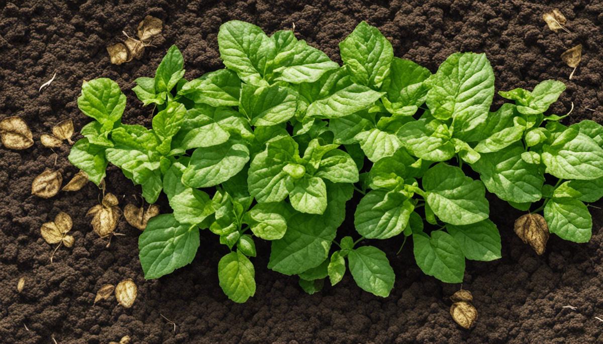 Image of potato plant nutrient deficiencies, showing various symptoms like yellowing leaves and stunted growth.