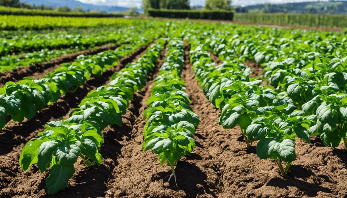 Potato plants with early flowering, suggesting potential implications for plant health, potato quality, yield output, and future growth.