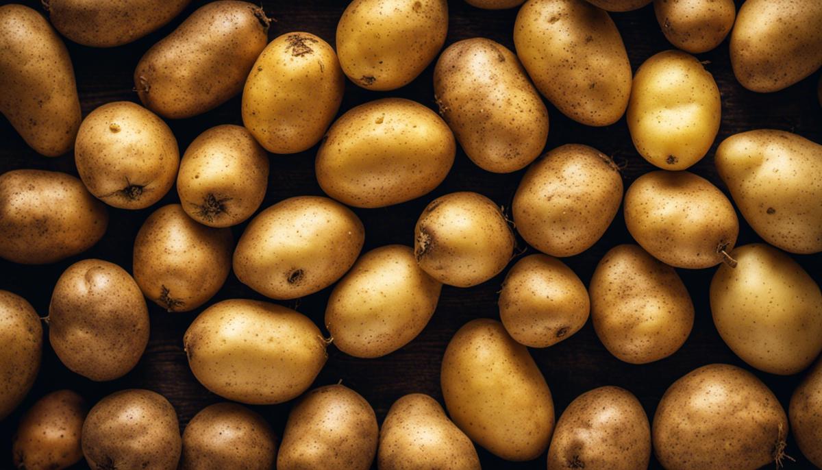 A close-up image of a bunch of potatoes, showcasing their distinct nutritional value.